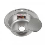 Мойка врезная декор, круглая, d = 49 см, толщина 0,8 мм, глубина 180 мм + большой сифон с переливом