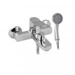 Смеситель для ванны с коротким литым изливом, шаровый, с дивертором на корпусе, цвет ХРОМ.