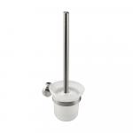 Ёрш для унитаза, со стеклянной колбой, с креплением к стене из нержавеющей стали, с круглым основанием, цвет САТИН.